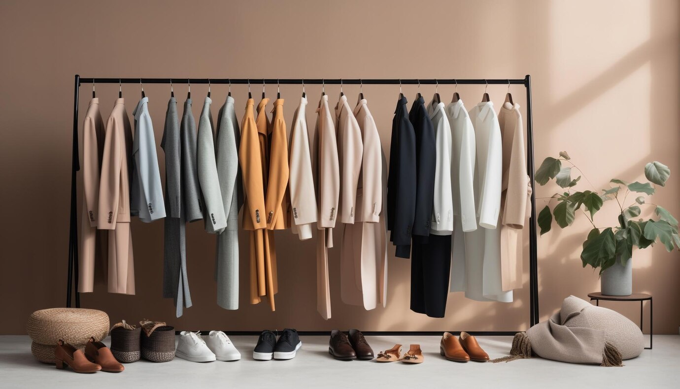 clothing rack displays a variety of stylish jackets