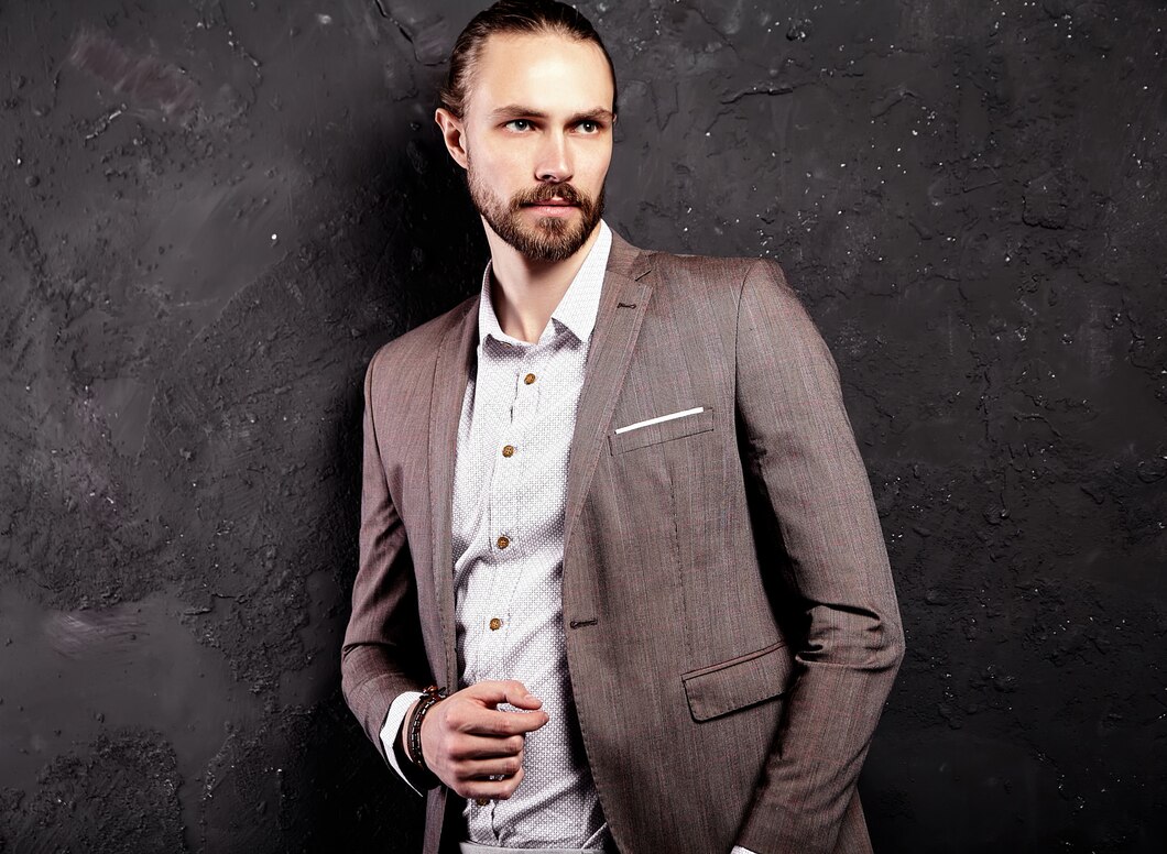 man in a stylish brown blazer